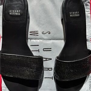 Stuart Weitzman Black Embellished Sandals